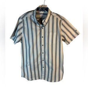 KUHL Men’s Ionik Short Sleeve Button Up Shirt Size Small White Grey Blue